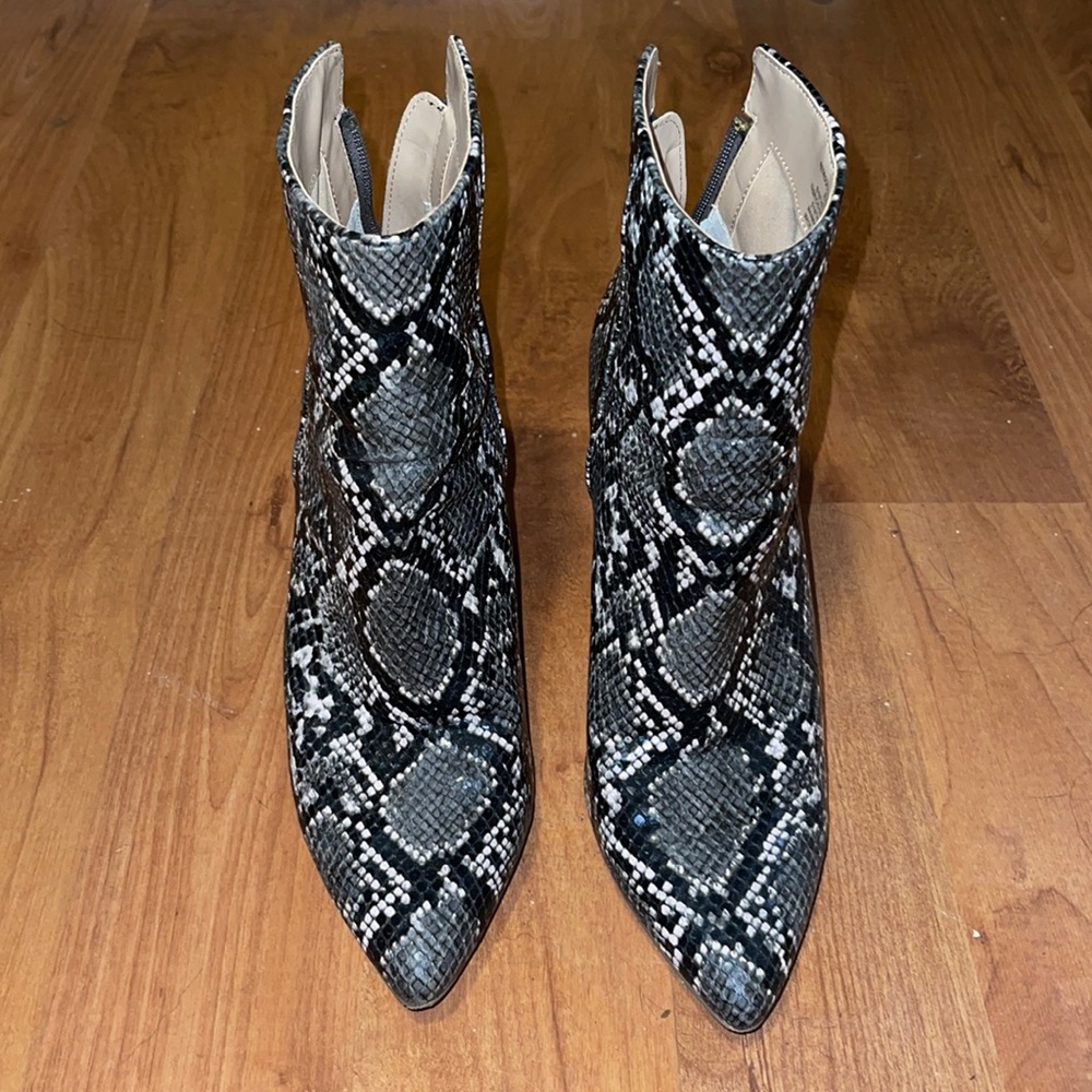 Steve Madden snakeskin pointed heel booties